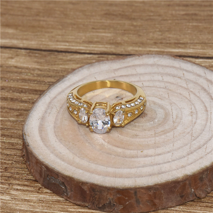 Titanium Women's Zircon Stainless Steel Ring