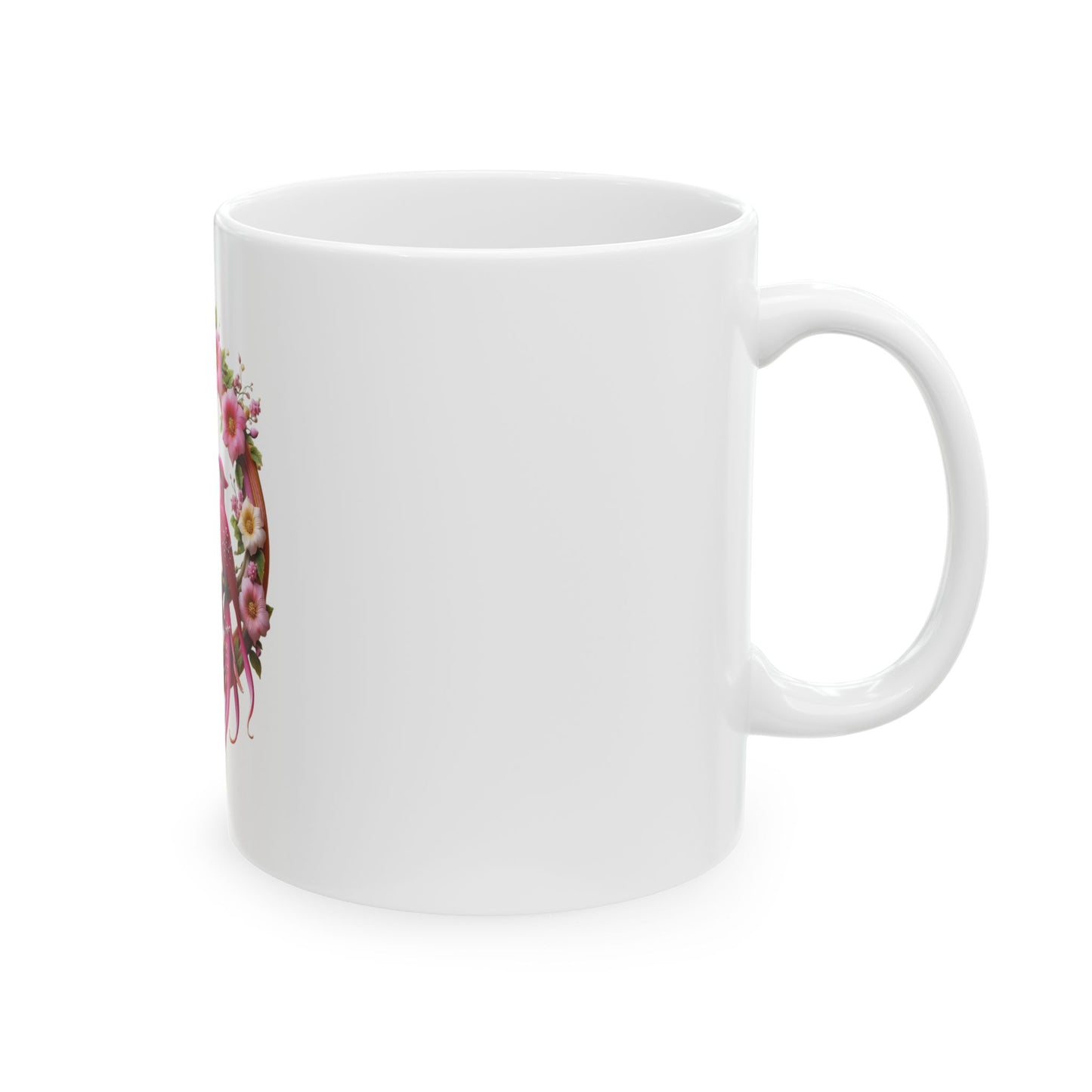 Pink Floral Birds Ceramic Mug | Gift for Bird Lovers, Mother's Day, Tea/Coffee Mug, Home Decor, Birthday Gift
