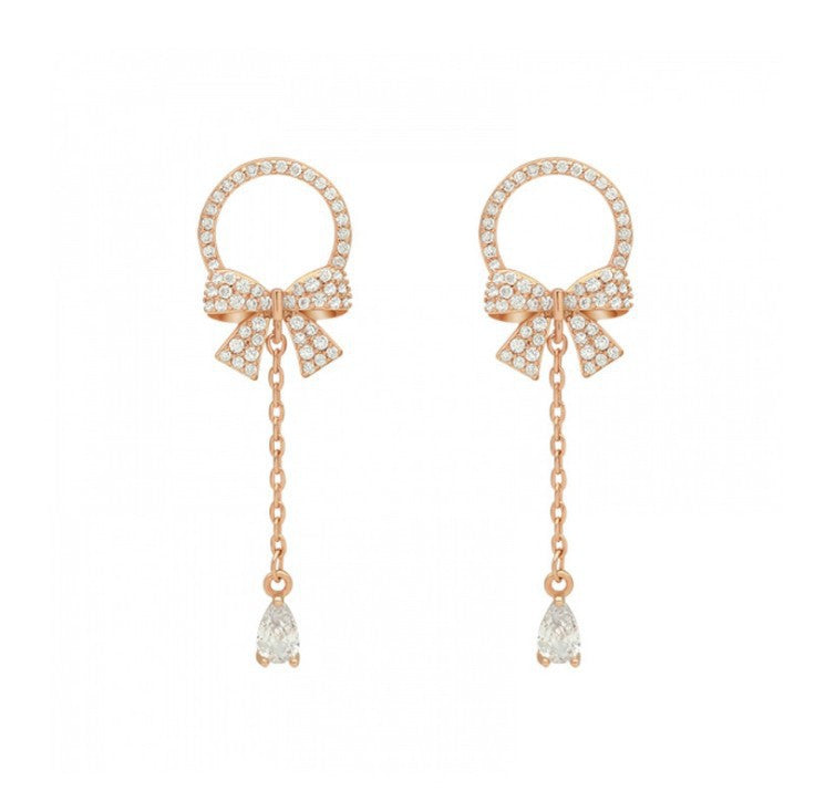 Bow Tassel Earrings Elegant High Sense