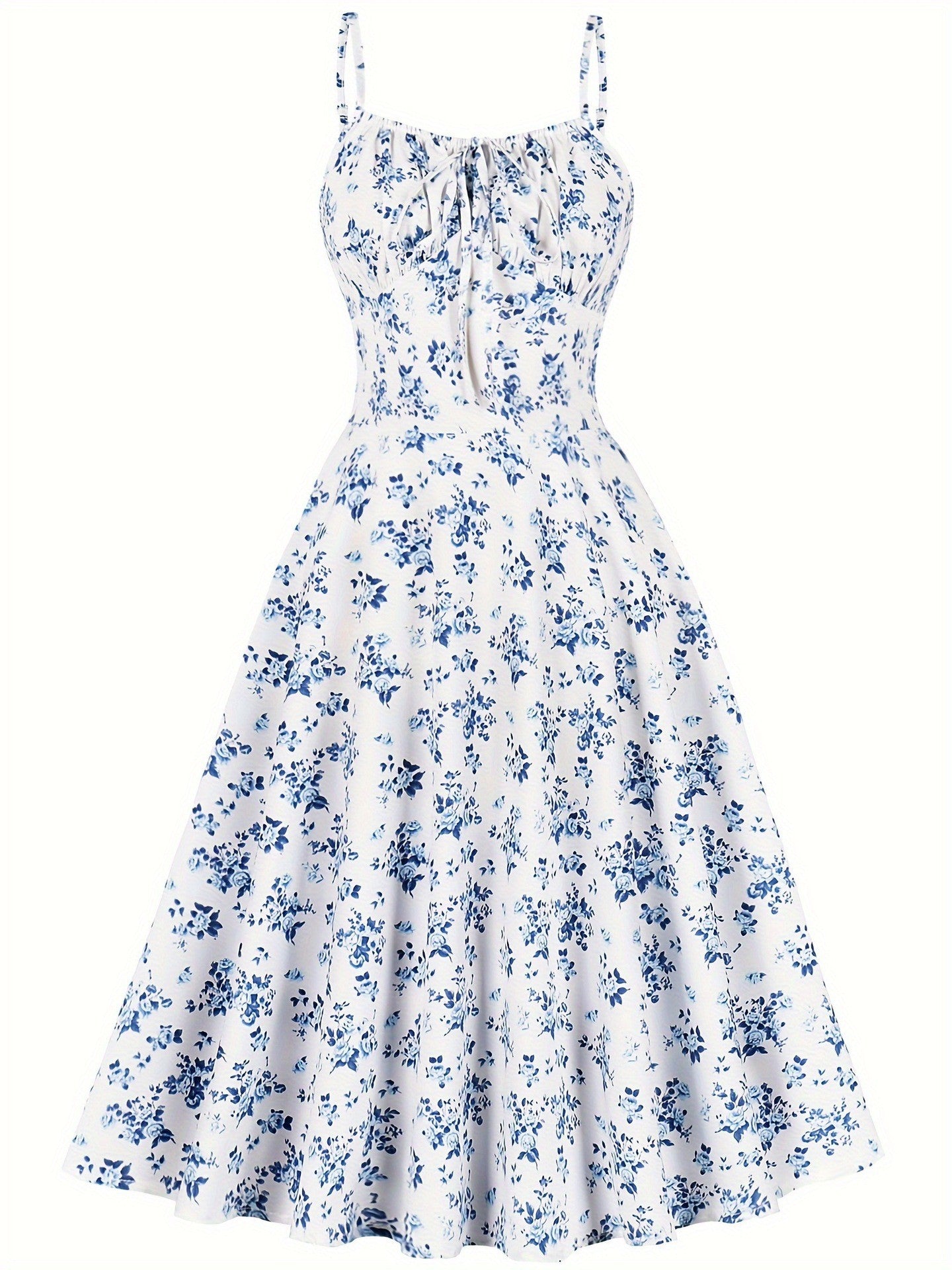 Womens Elegant Floral Print Slip-Neckline Casual Dress