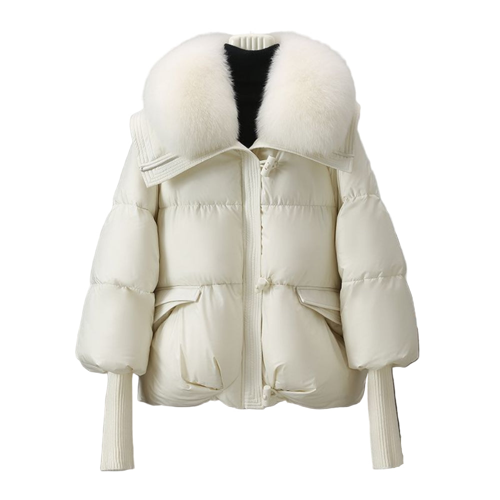 Down Cotton-padded Jacket Women's Short Fur Collar Thickened Coat Winter Clothing