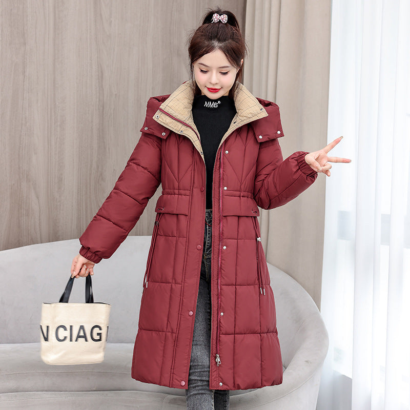 Waist-tight Mid-length Below The Knee Slimming Cotton Coat