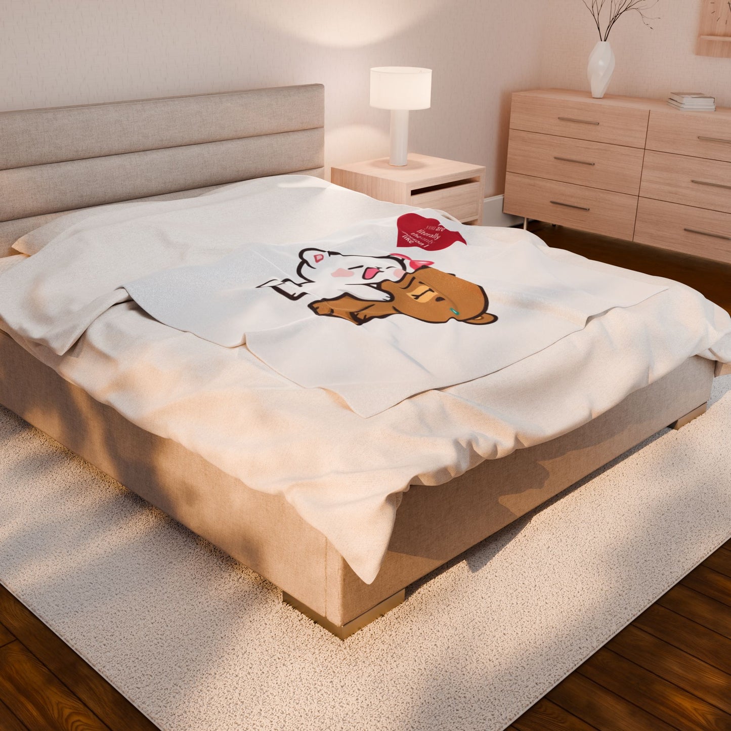 Cute Bear Love Plush Blanket, Cozy Throw for Couples, Valentine's Day Gift, Sweet Home Decor, Adorable Soft Blanket
