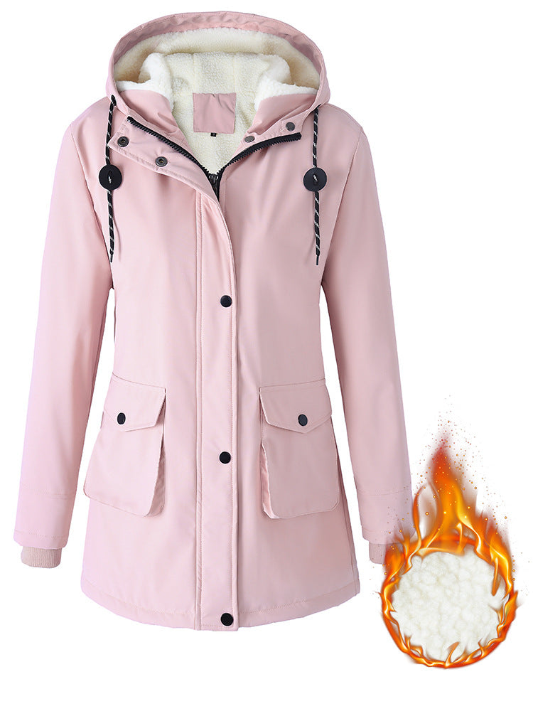 Thickened Velvet Cotton Clothes Female Casual Hooded Coat