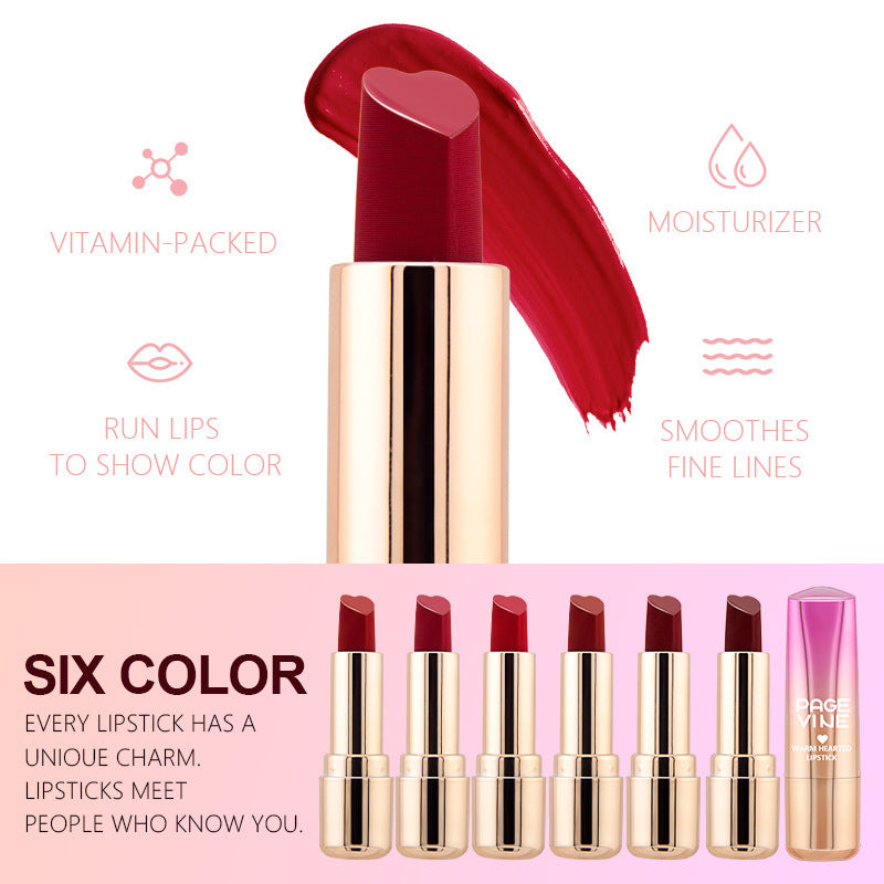 Six-color Heart-shaped Matte Lipstick Easy To Color
