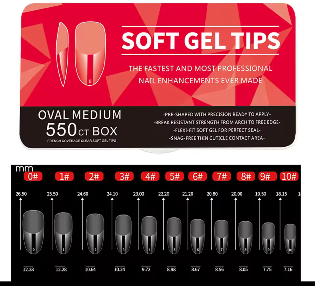 550pcs Soft Gel Nail Tips Medium Short Almond Coffin Full Cover Matte Extension Tools Acrylic Press on Nail DIY Manicure Decor