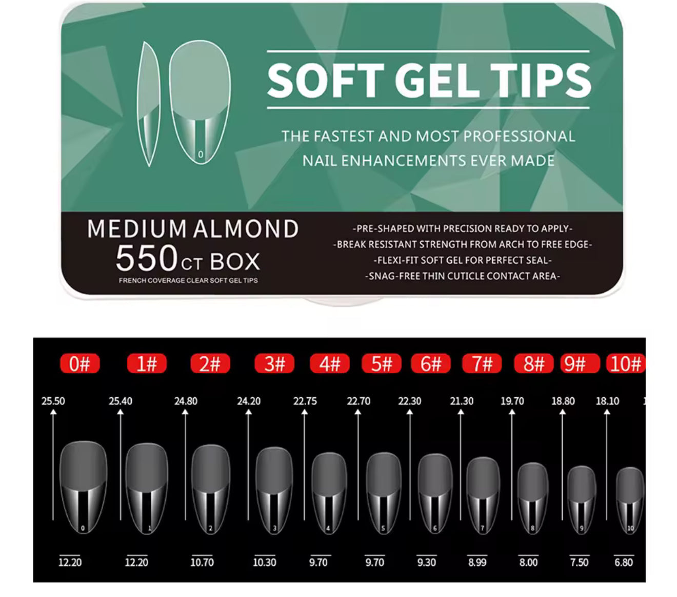 550pcs Soft Gel Nail Tips Medium Short Almond Coffin Full Cover Matte Extension Tools Acrylic Press on Nail DIY Manicure Decor