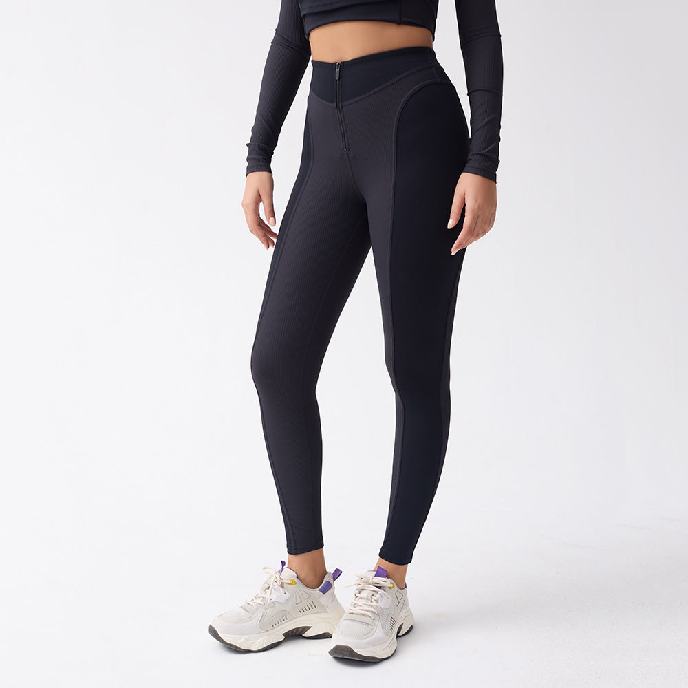 Women's High Waist Zipper Tights Legging