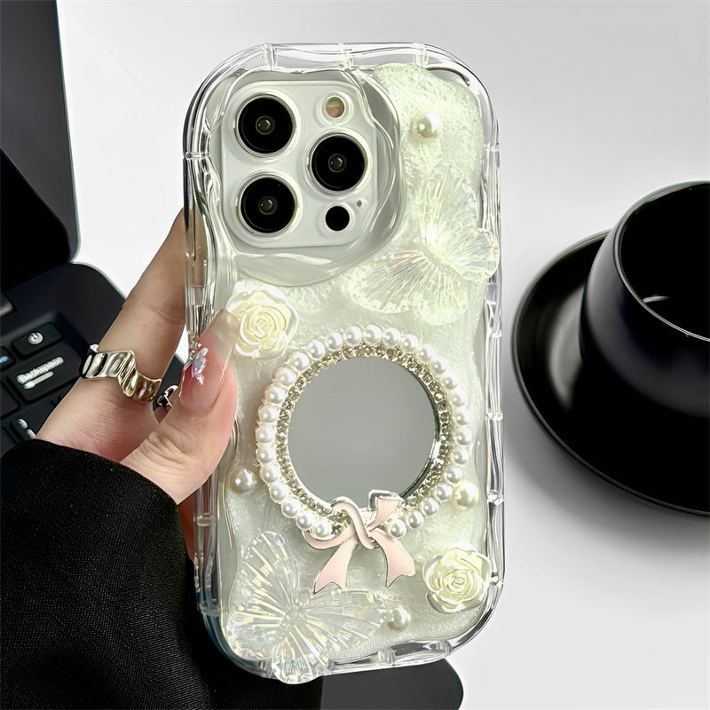 Epoxy Mirror Flower Butterfly Phone Case Three-dimensional All-inclusive