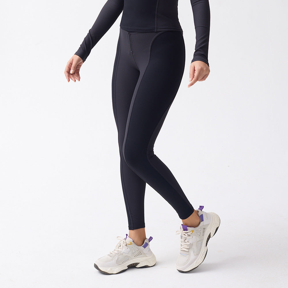 Women's High Waist Zipper Tights Legging