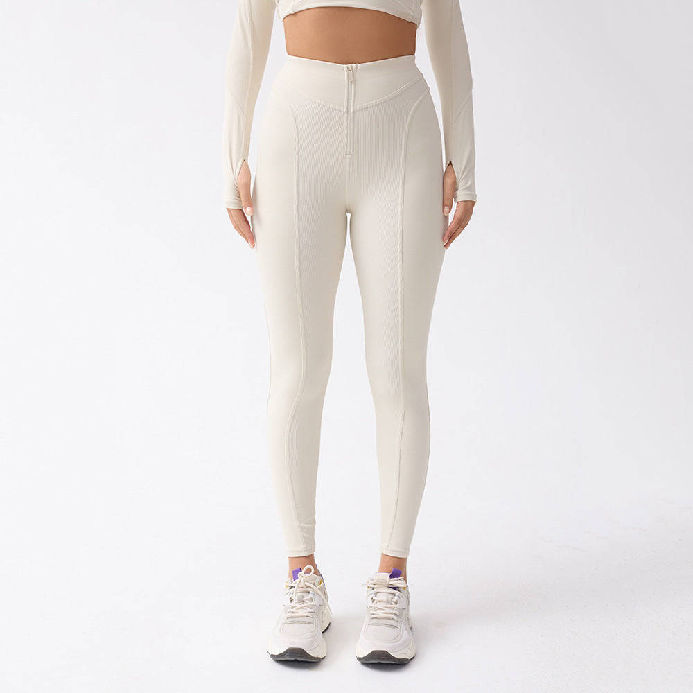 Women's High Waist Zipper Tights Legging
