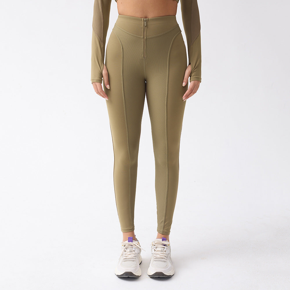 Women's High Waist Zipper Tights Legging