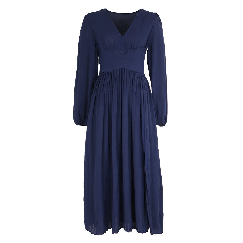 Women's Long Sleeve Solid Color Dress