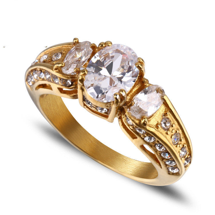 Titanium Women's Zircon Stainless Steel Ring