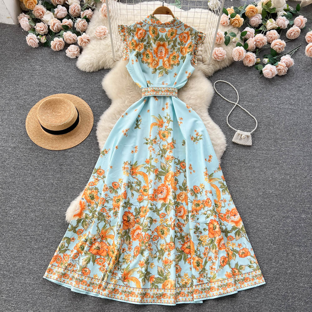 Women's Short-sleeved Chiffon Printed Dress