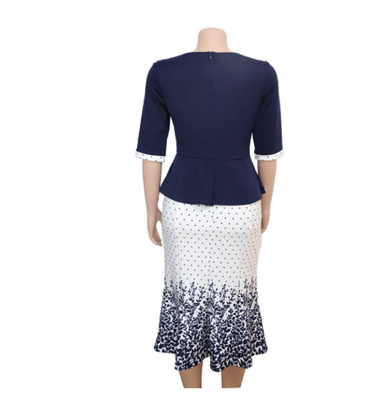 Women's Mid-length Printed Fake Two-piece Dress