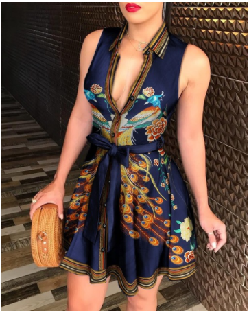 Belted dress sexy casual dress