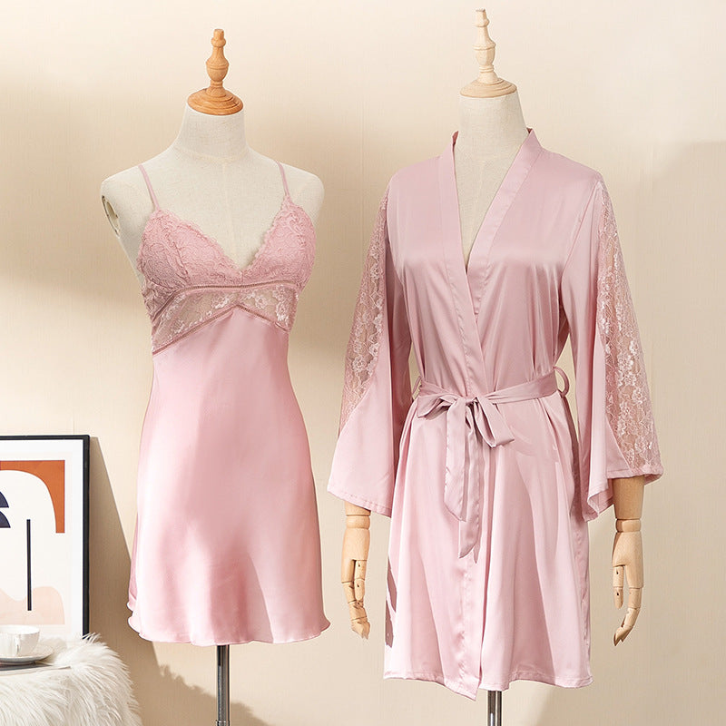 Women's Summer Sleeping Gown Two Piece Hanging Strap Set