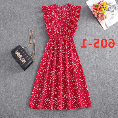 Women's Polka Dot Chiffon Loose And Versatile Dress