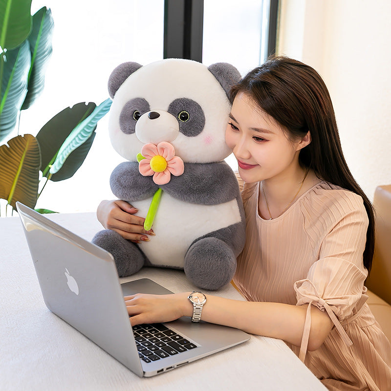 Holding Flower Panda Doll Plush Toys