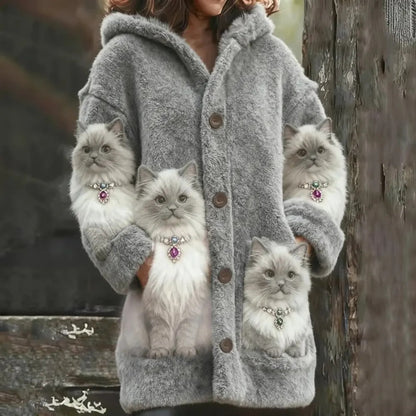 Cozy Fleece-Lined Hooded Cardigan Flannel Jacket