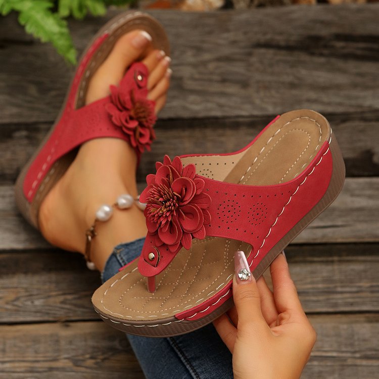 Floral Flip-flops Black