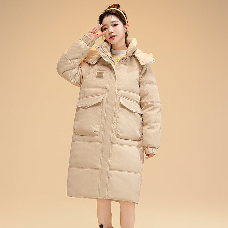 Mid-length Hooded Fashion Cotton-padded Jacket