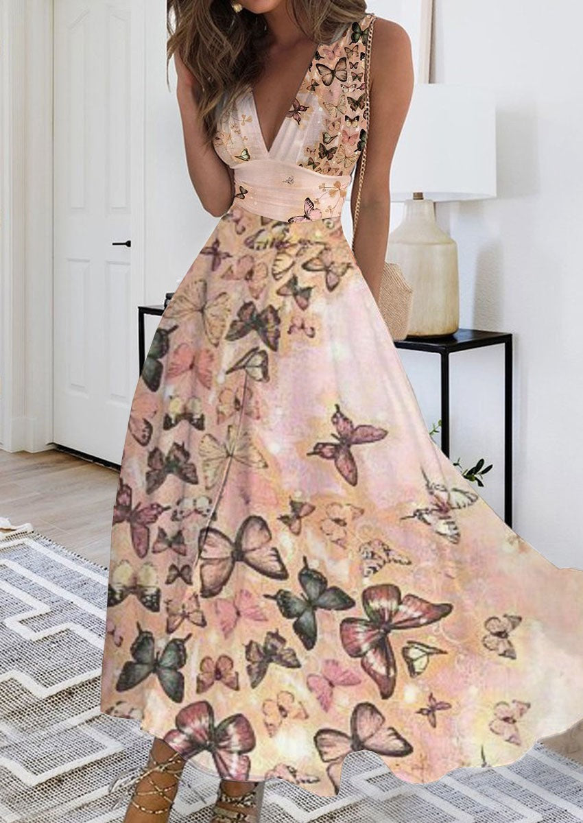 2023 Summer New V-neck Fashion Digital Printing Maxi Dress