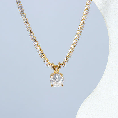 Cold Style Light Luxury Minority Full Diamond Zircon Titanium Steel Necklace For Women