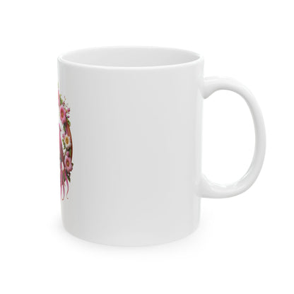 Pink Floral Birds Ceramic Mug | Gift for Bird Lovers, Mother's Day, Tea/Coffee Mug, Home Decor, Birthday Gift