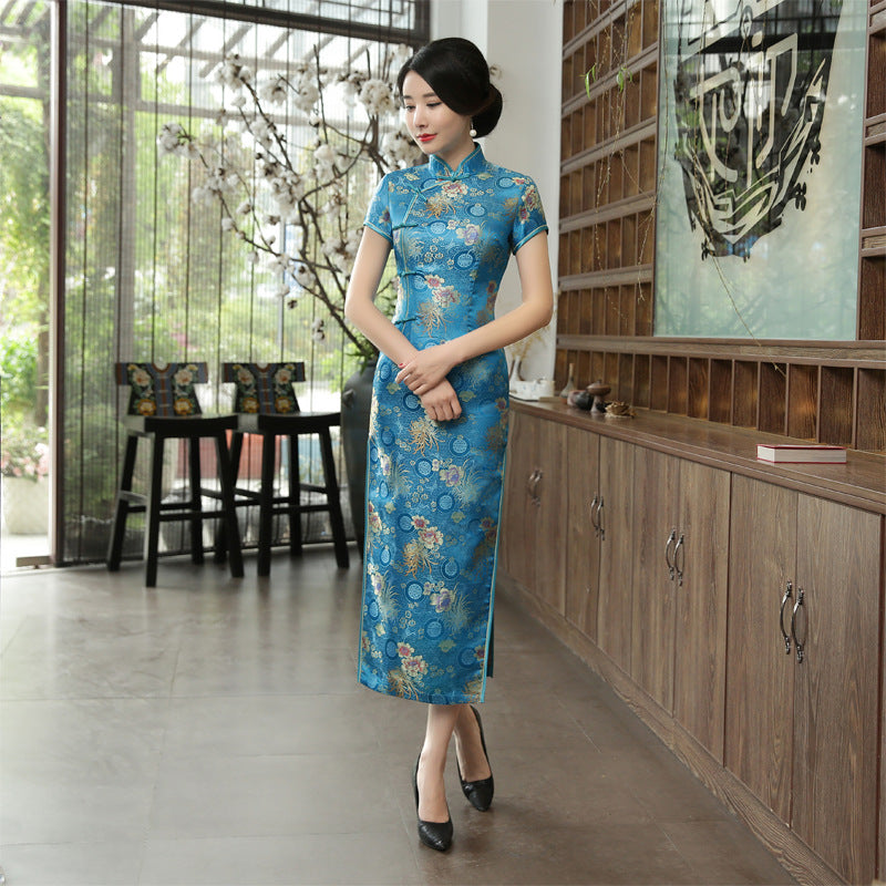 Chrysanthemum long cheongsam skirt