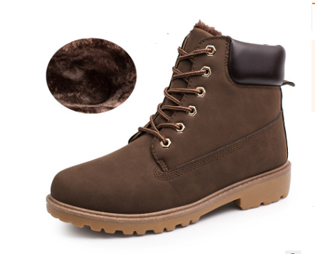 Winter British warm Martin boots men's solid color plus velvet thick outdoor work boots boots