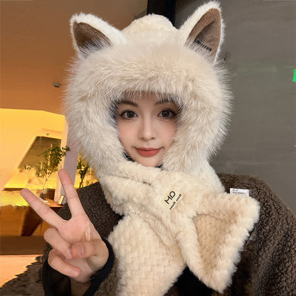 Winter Cute Furry Fox Ear Hat