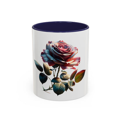 Elegant Rose Accent Coffee Mug - Floral Gift for Tea Lovers, Home Decor, Mother's Day, Valentine's Day, Office Supplies
