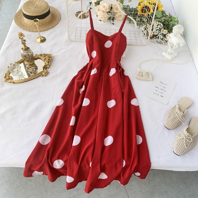 Vintage Polka Summer Dress With Straps