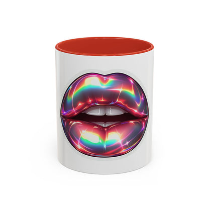 Glossy Lip Art Coffee Mug | Rainbow Kiss Design | Unique Gift for Her, Coffee Lovers, Birthday, Valentine's Day