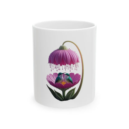 Flowering Hummingbird Ceramic Mug - Floral Coffee Cup, Nature Lover Gift, Botanical Tea Mug, Perfect for Mother's Day, Birthday