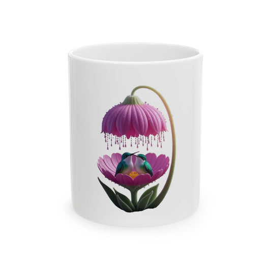 Flowering Hummingbird Ceramic Mug - Floral Coffee Cup, Nature Lover Gift, Botanical Tea Mug, Perfect for Mother's Day, Birthday