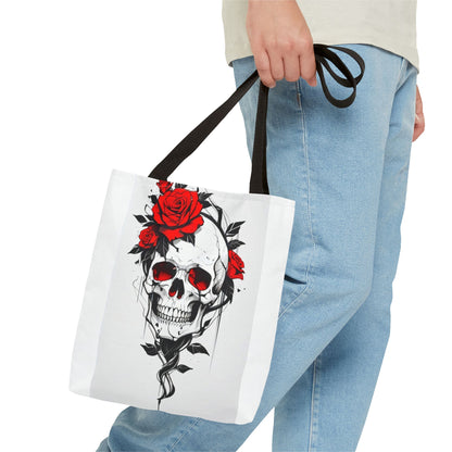 Gothic Floral Tote Bag | Skull & Snake Designs | Eco-Friendly Shopping, Gift for Her, Boho Chic, Fashion Statement, Casual Accessory