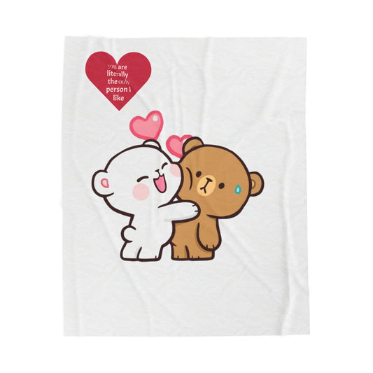 Cute Bear Love Plush Blanket, Cozy Throw for Couples, Valentine's Day Gift, Sweet Home Decor, Adorable Soft Blanket