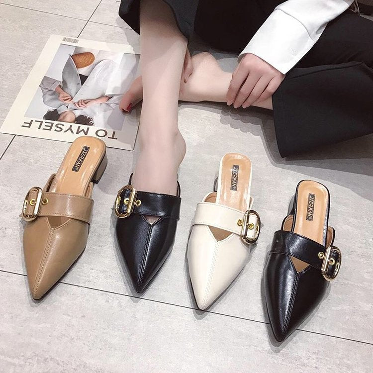 Shallow Mouth Pointed Toe Slippers Women