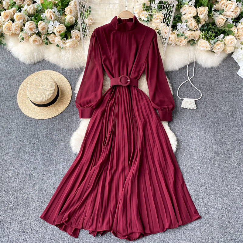 Light Mature Style Dress Goddess Fan Temperament Stand-Up Collar Slim Long