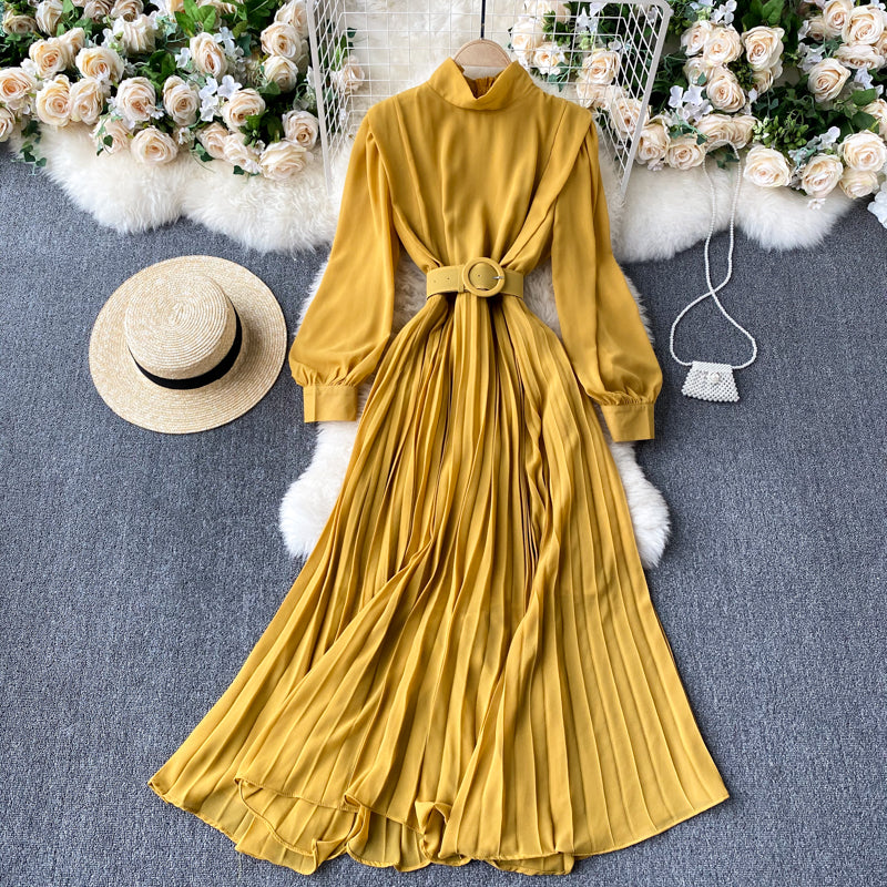 Light Mature Style Dress Goddess Fan Temperament Stand-Up Collar Slim Long