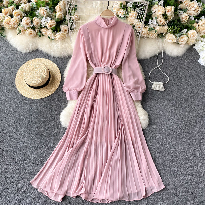 Light Mature Style Dress Goddess Fan Temperament Stand-Up Collar Slim Long