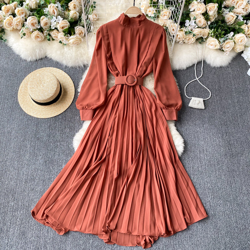 Light Mature Style Dress Goddess Fan Temperament Stand-Up Collar Slim Long