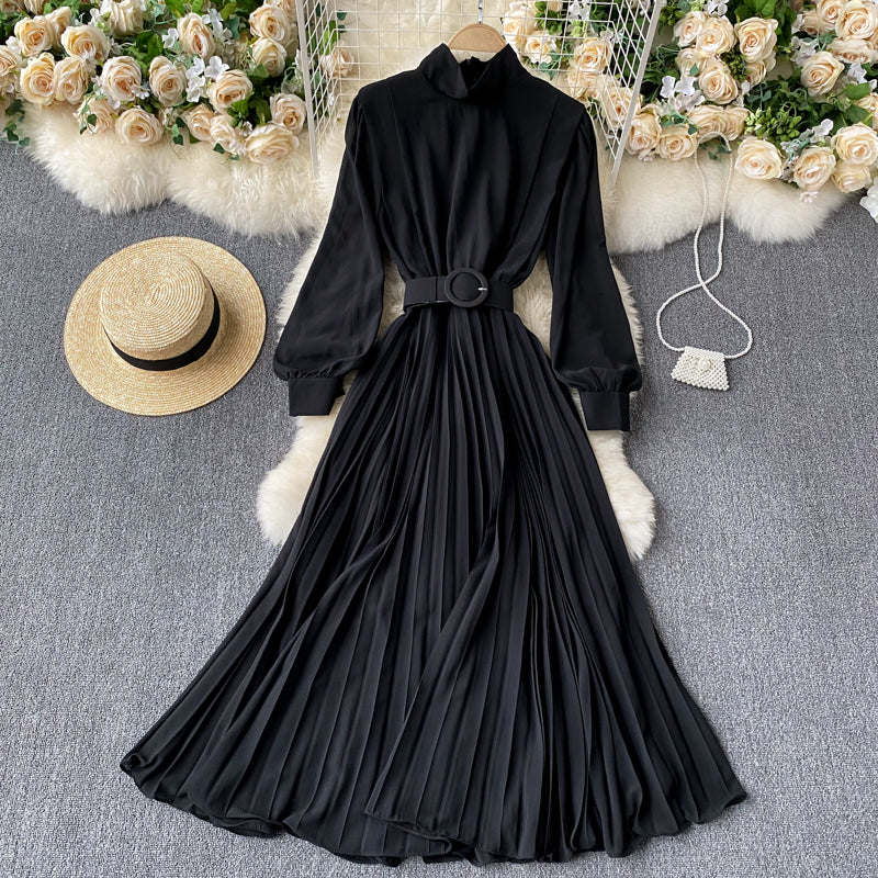 Light Mature Style Dress Goddess Fan Temperament Stand-Up Collar Slim Long