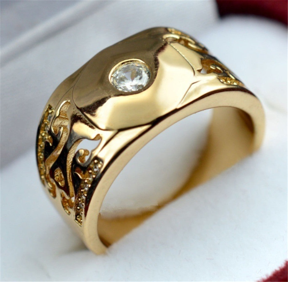 18k Gold-Plated Couple Simulation Diamond Engagement