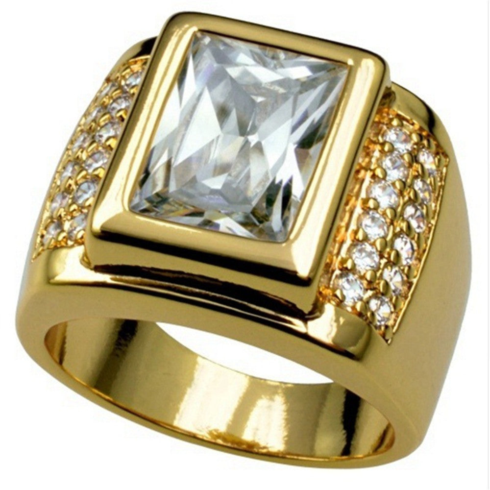 18k Gold-Plated Couple Simulation Diamond Engagement