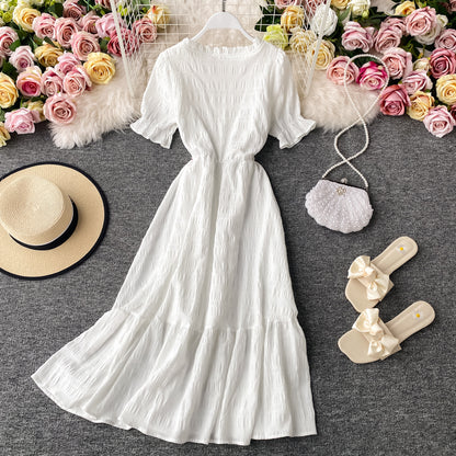 Women White Dress Summer Elegant V-neck