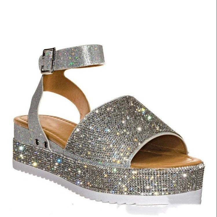 Rhinestone Platform Large Size Sandals Women